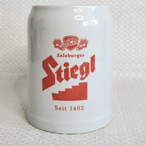 Stiegl Salzburger 1492 Beer Stein Mug Cup .5L Ceramic Mug Man Cave Bar Decor